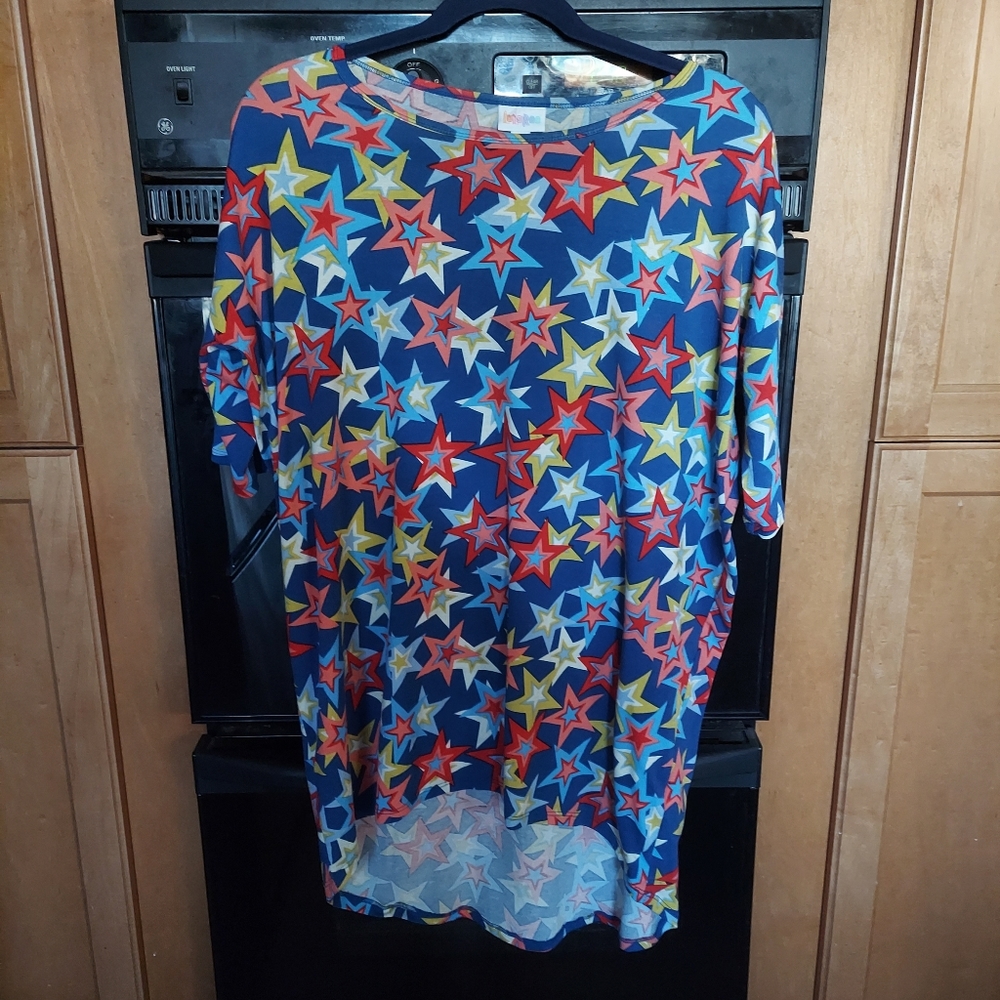 Luluroe red blue colorful stars top xs